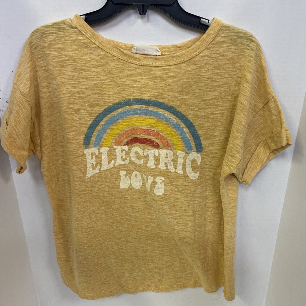 Peach Love Shirt Women's Medium Orange Rainbow Loose Fit Shirt Electric Love